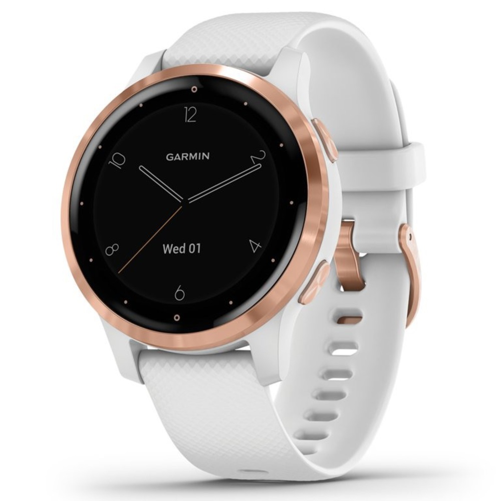 Garmin vívoactive 4S Rose Gold Stainless Steel Bezel with white Silicone Band